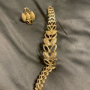 Gold plated bracelet and adjustable ring